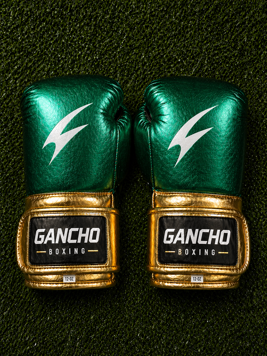 Underdog Boxing Gloves- GREEN AND GOLD METALLIC