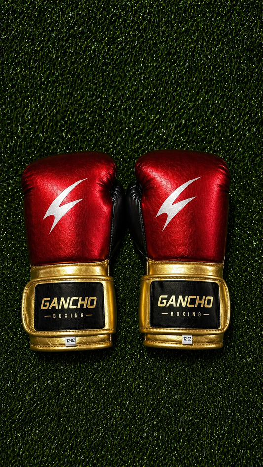 Underdog Boxing Gloves- RED GOLD AND BLACK SATIN